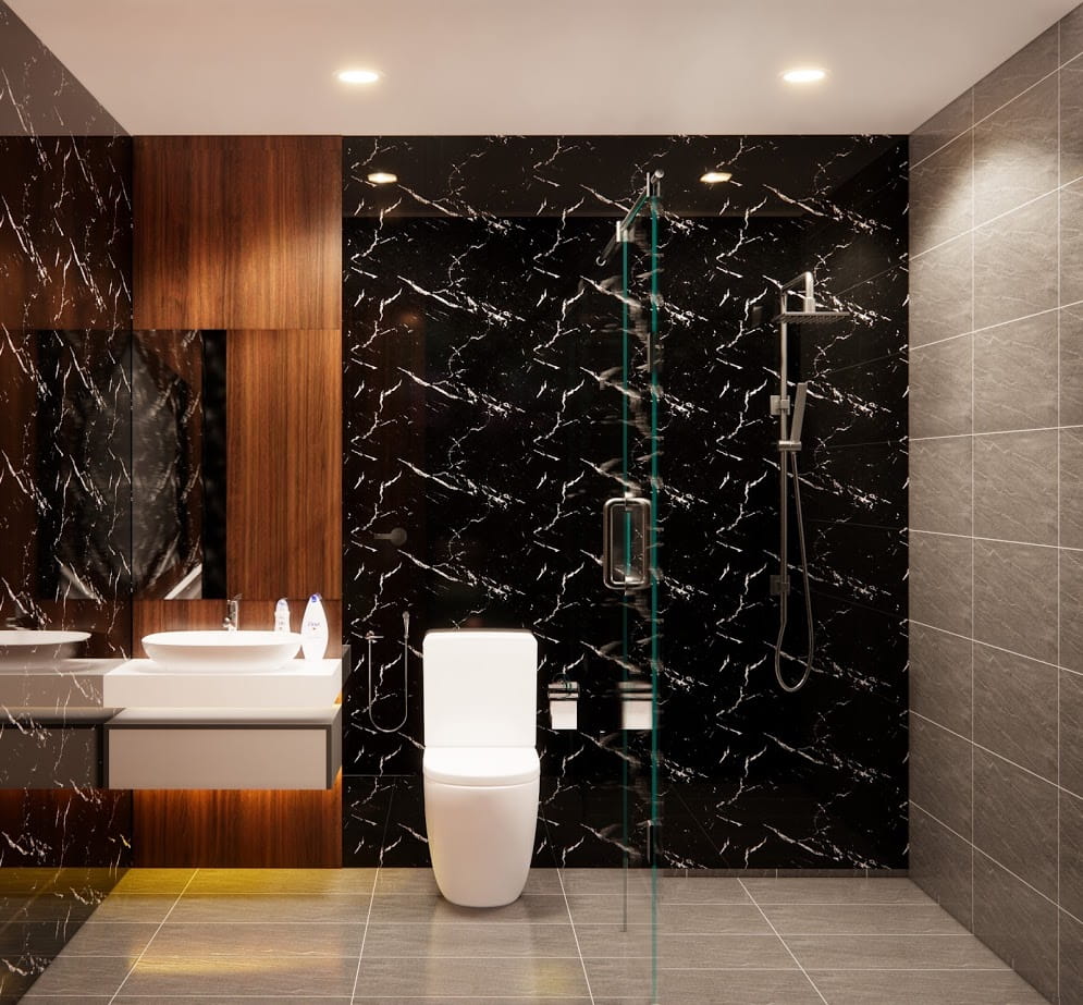 Khu vực nhà vệ sinh, nhà tắm được thiết kế tích hợp với nhau và cực kỳ hiện đại, tinh tế