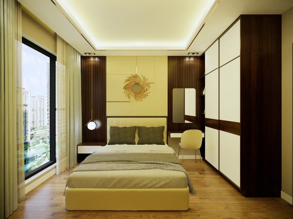 Không gian phòng ngủ nhìn từ chân giường
