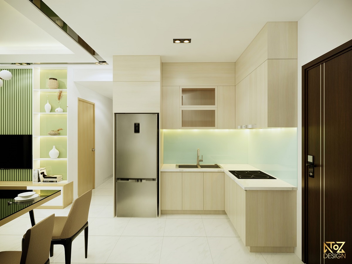 Không gian bếp được thiết kế tối giản giúp tạo cảm giác thoải mái khi nấu ăn
