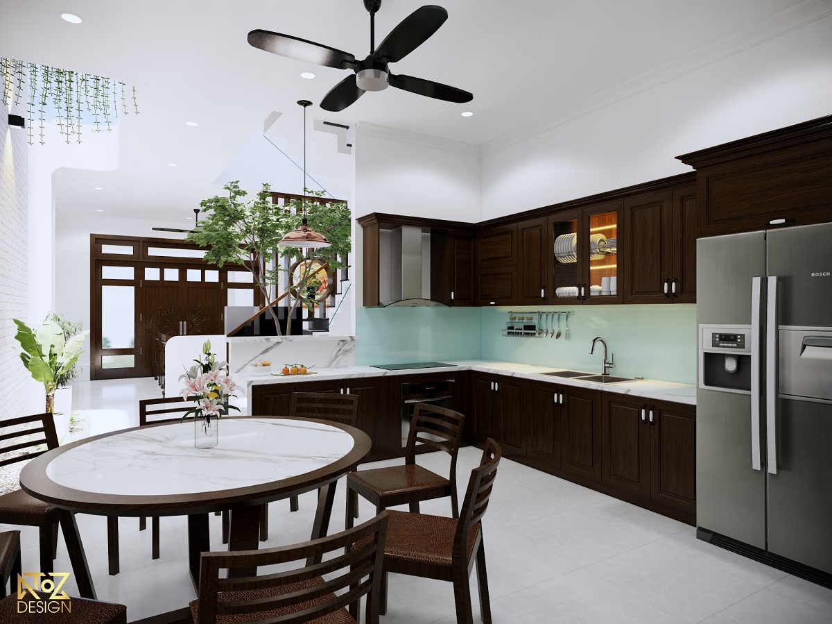Tủ kệ bếp bằng gỗ giúp tăng thêm sự sang trọng cho nội thất căn nhà