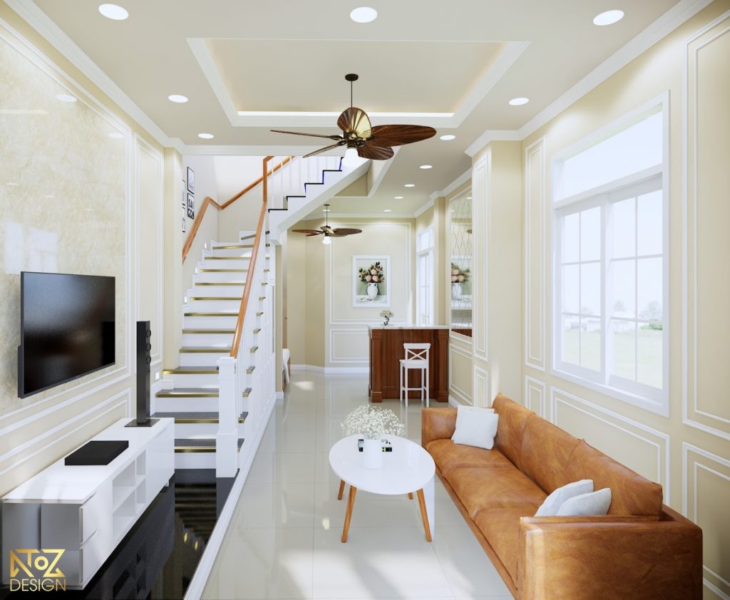 Nội thất được sơn tông màu sáng giúp tăng độ sang trọng cho căn nhà